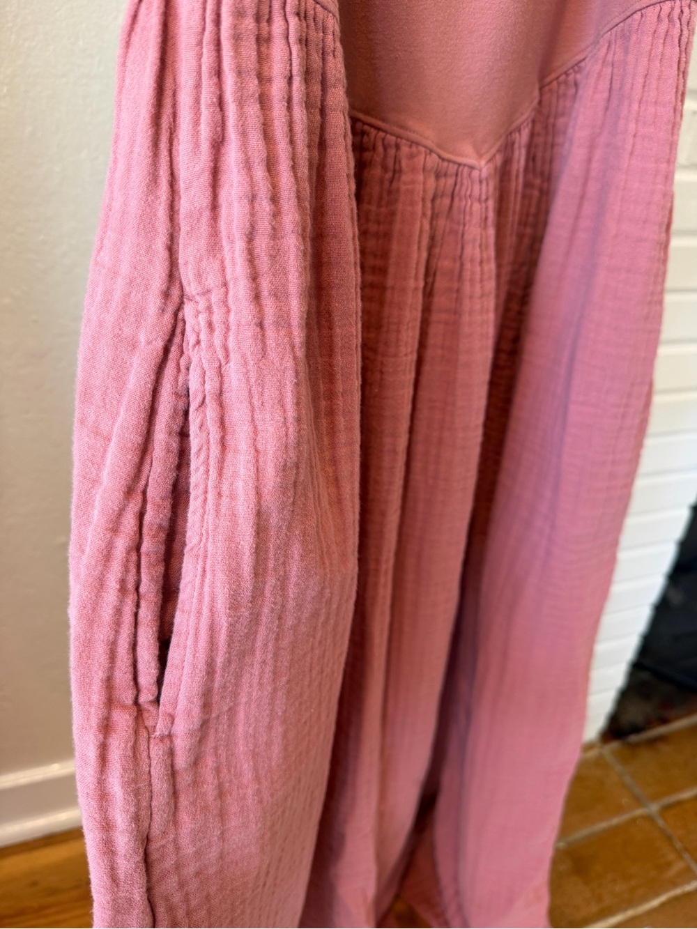 Aerie Dusty Rose Midi Maxi Dress Size Medium Boho Gauze Cotton Sleeveless - Picture 3 of 6